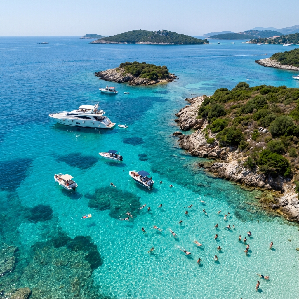 Blue Lagoon Sivota private swimming cruise, turquoise waters Ionian Sea