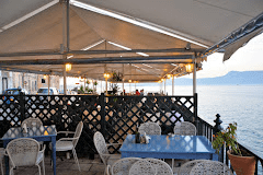 Taverna veranda, Corfu town, Corfu island, Greece